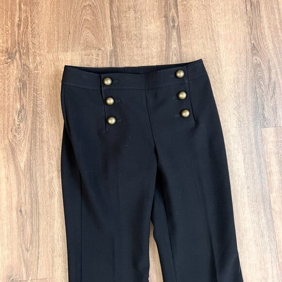 Express Retro Look Black 70’s Sailor High-Waisted Gold Button Flare Dress Pant 6 - Picture 3 of 11